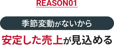 REASON01 季節変動がないから安定した売上が見込める